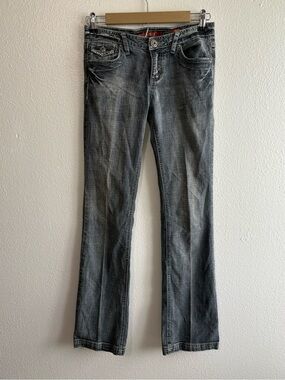 Vintage Y2K Mudd Size 3 Black Low Rose Bootcut Jeans Western Faded Grunge Punk